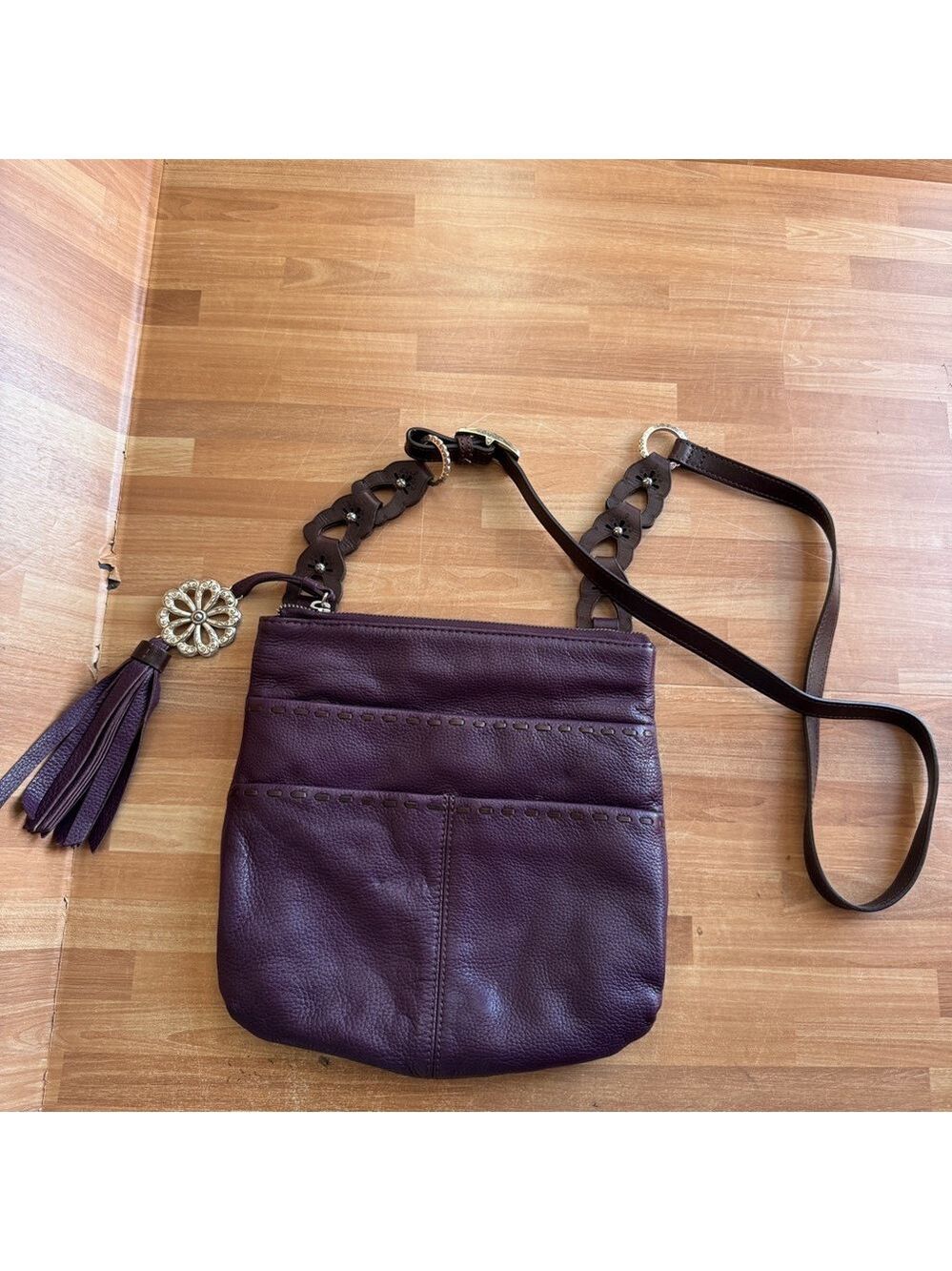 Brighton purple leather crossbody